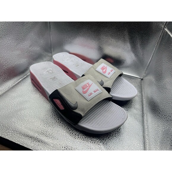 NIKE AIR MAX 90 SLIDES‎ WHITE ROSE PINK SMOKE Sz 15 BQ4635 100 LIGHT INFRARED - Picture 2 of 7
